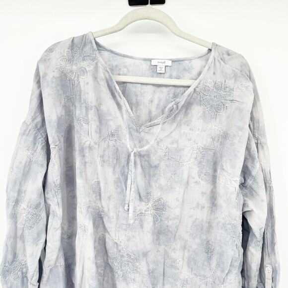 J. Jill Pure Jill Womens 100% Cotton Boho Tie Dye Embroidered Blouse Size‎ 2X - Picture 2 of 8